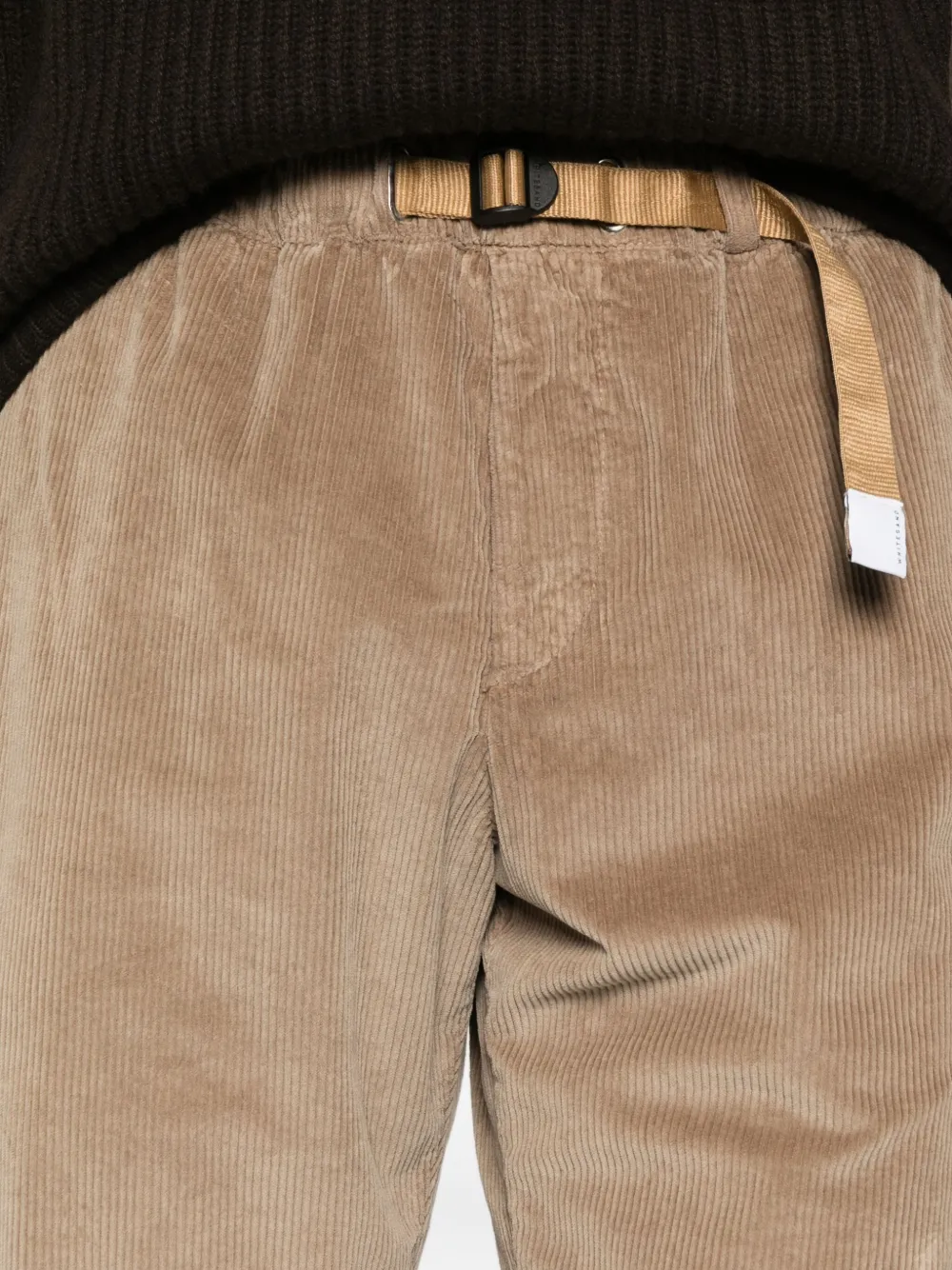 White Sand Ribfluwelen broek met ceintuur Beige