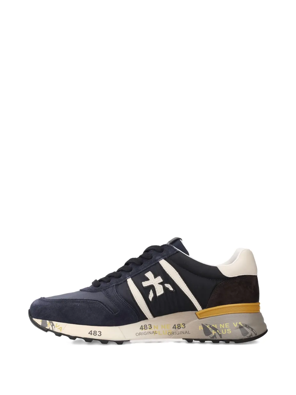 Premiata Lander 7702 suede-panelled lace-up sneakers Blue