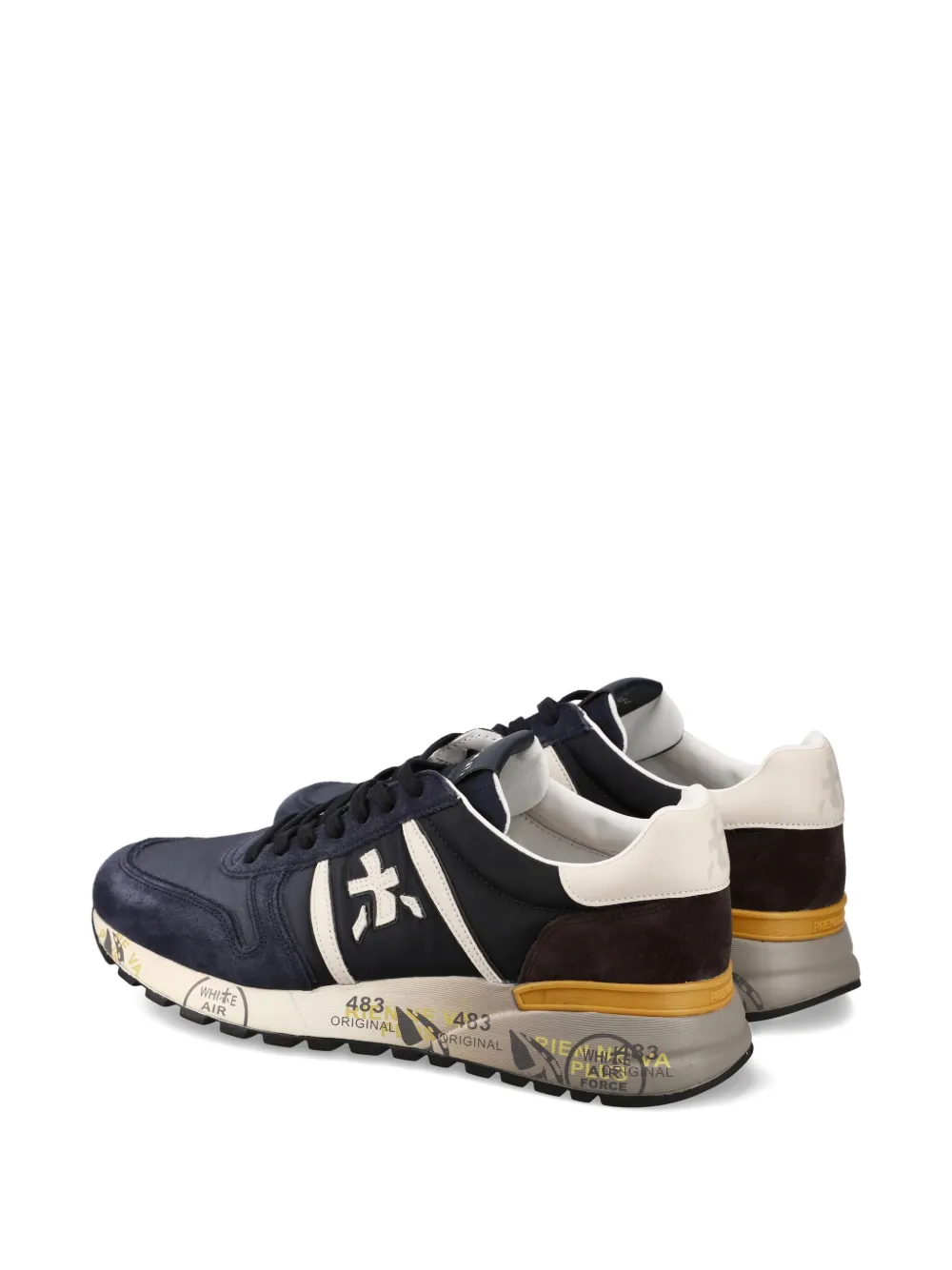 Premiata Lander 7702 suede-panelled lace-up sneakers Blue