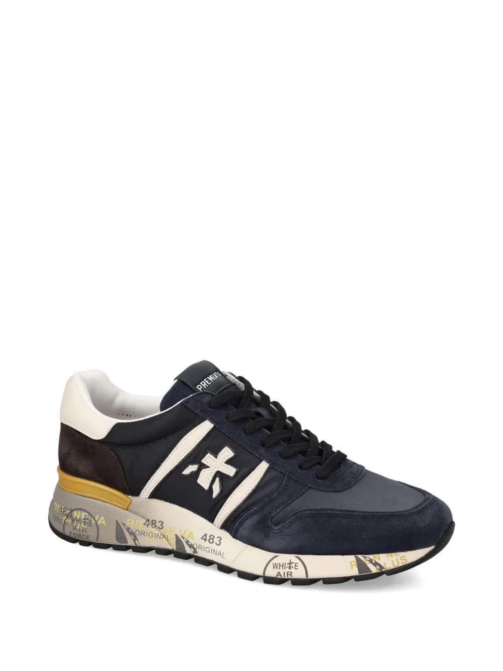 Premiata Lander 7702 suede-panelled lace-up sneakers Blue