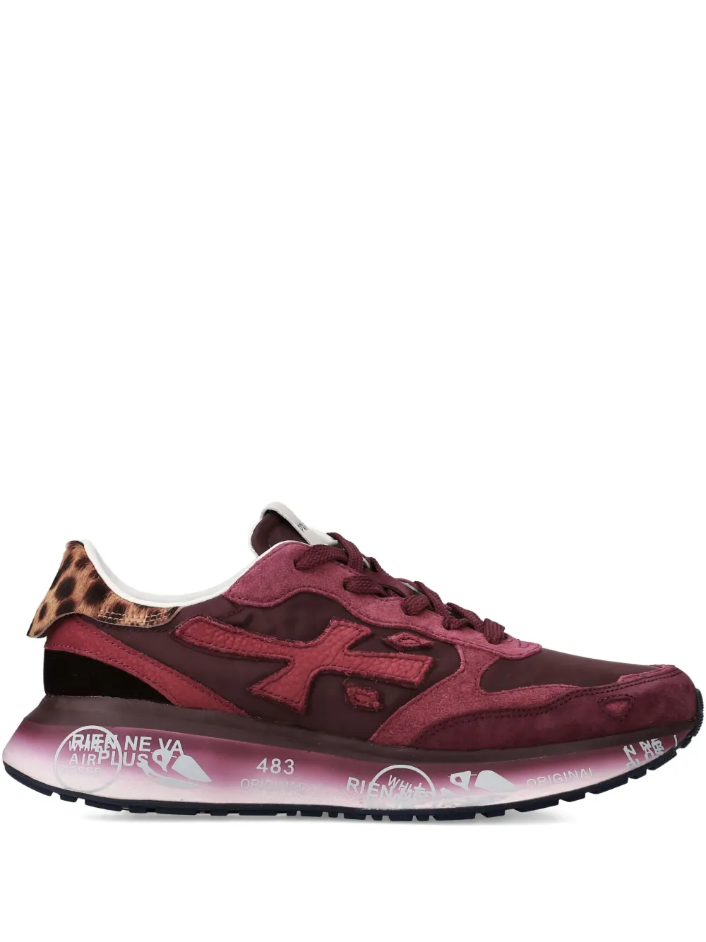 Premiata Lauryn 7789 leopard-print panel sneakers Red