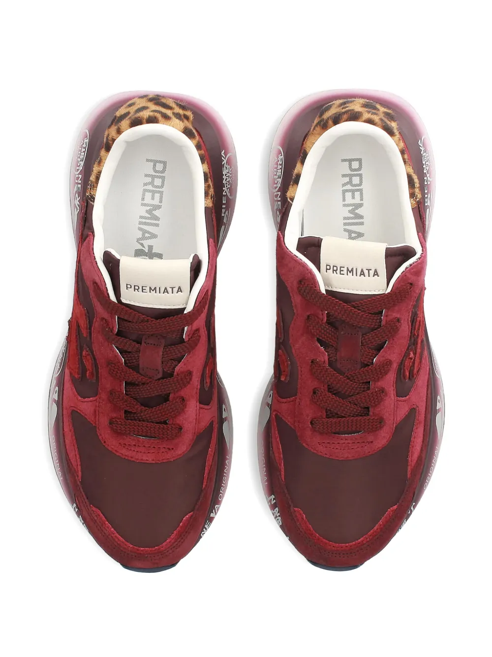 Premiata Lauryn 7789 leopard-print panel sneakers Red