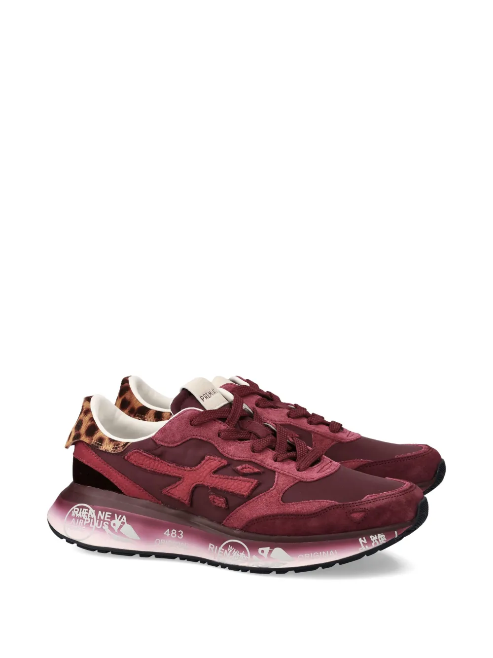 Premiata Lauryn 7789 leopard-print panel sneakers Red