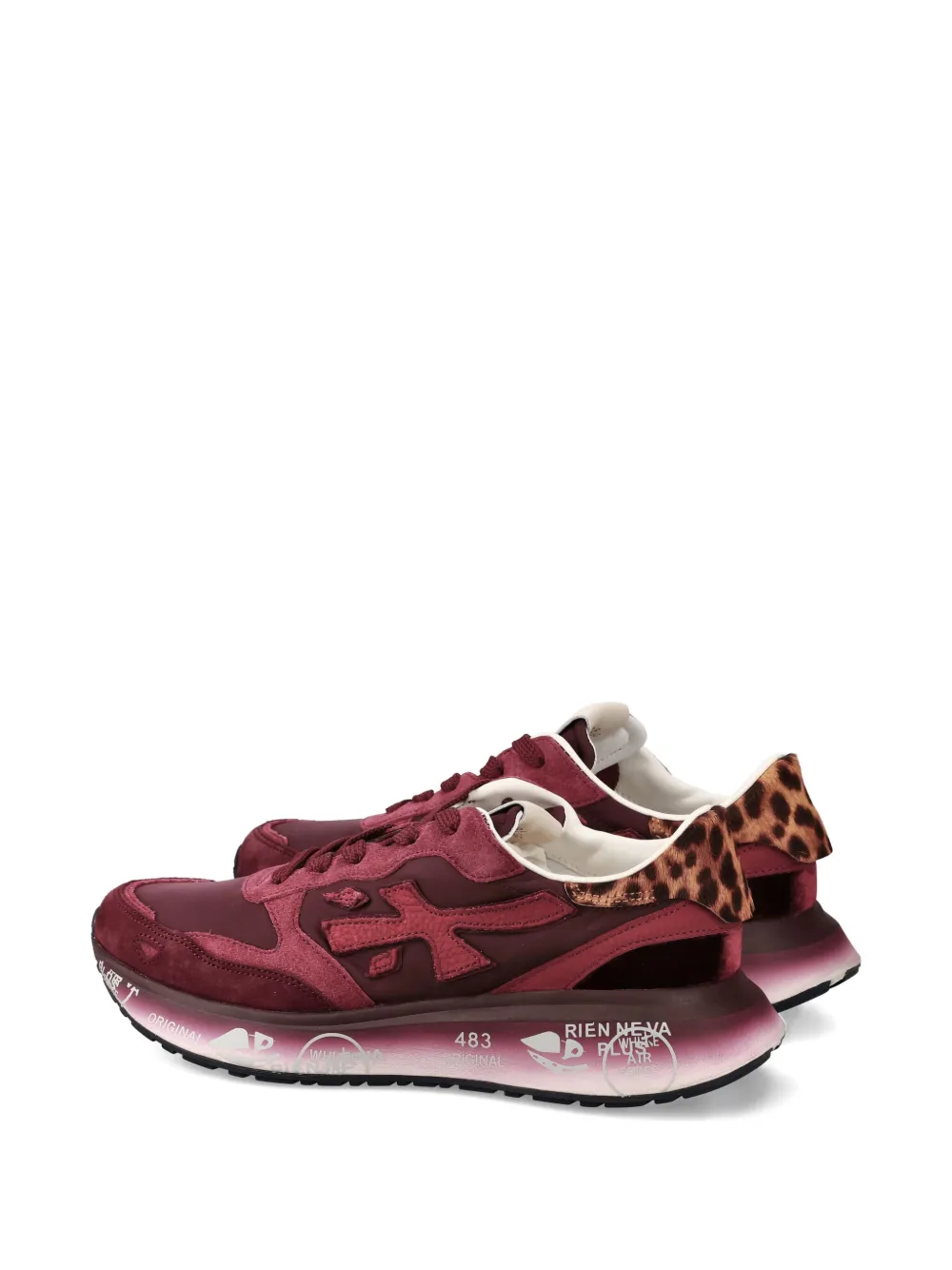 Premiata Lauryn 7789 leopard-print panel sneakers Red
