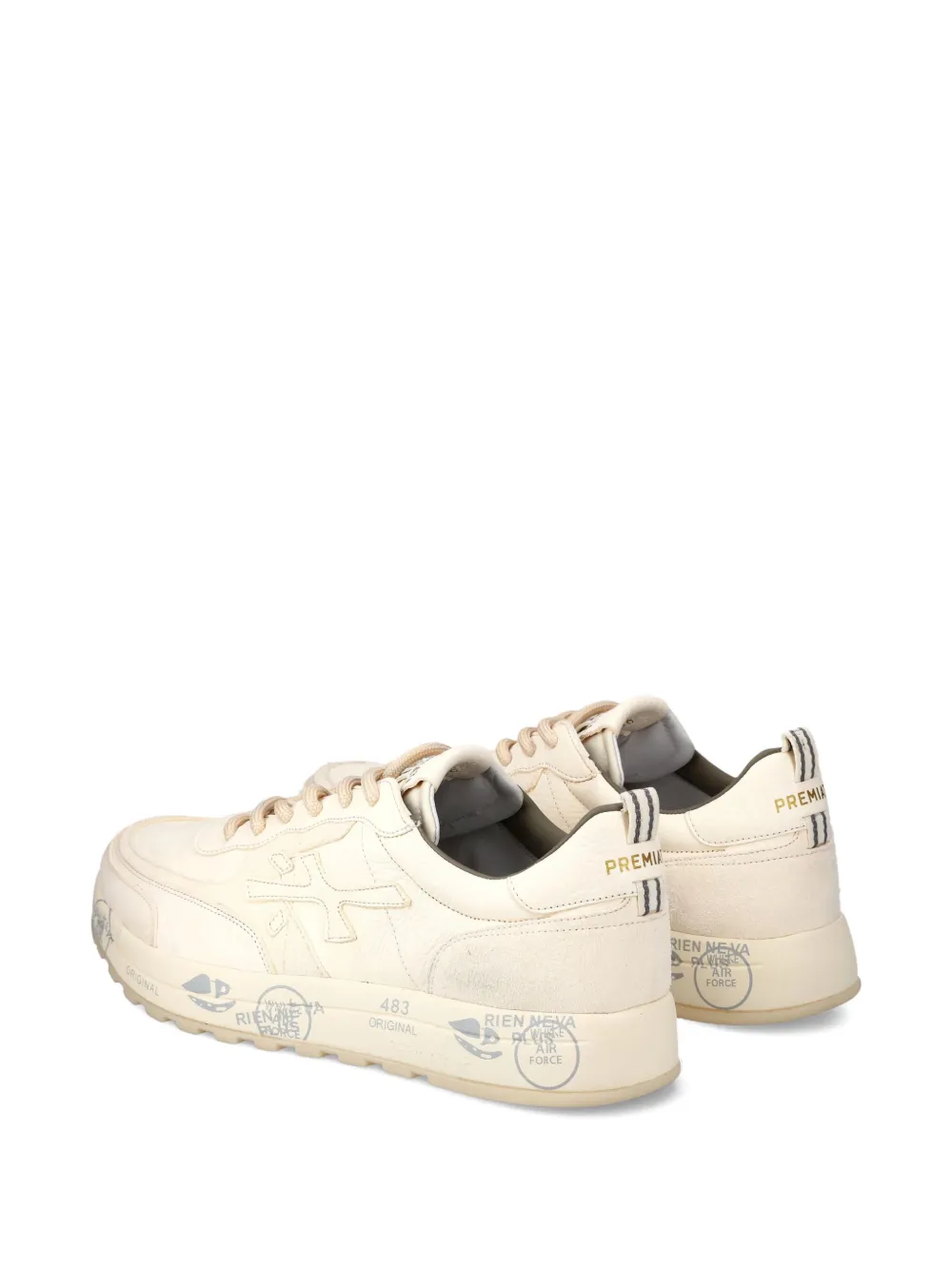 Premiata Nous 7733 logo-stamped leather sneakers Neutrals