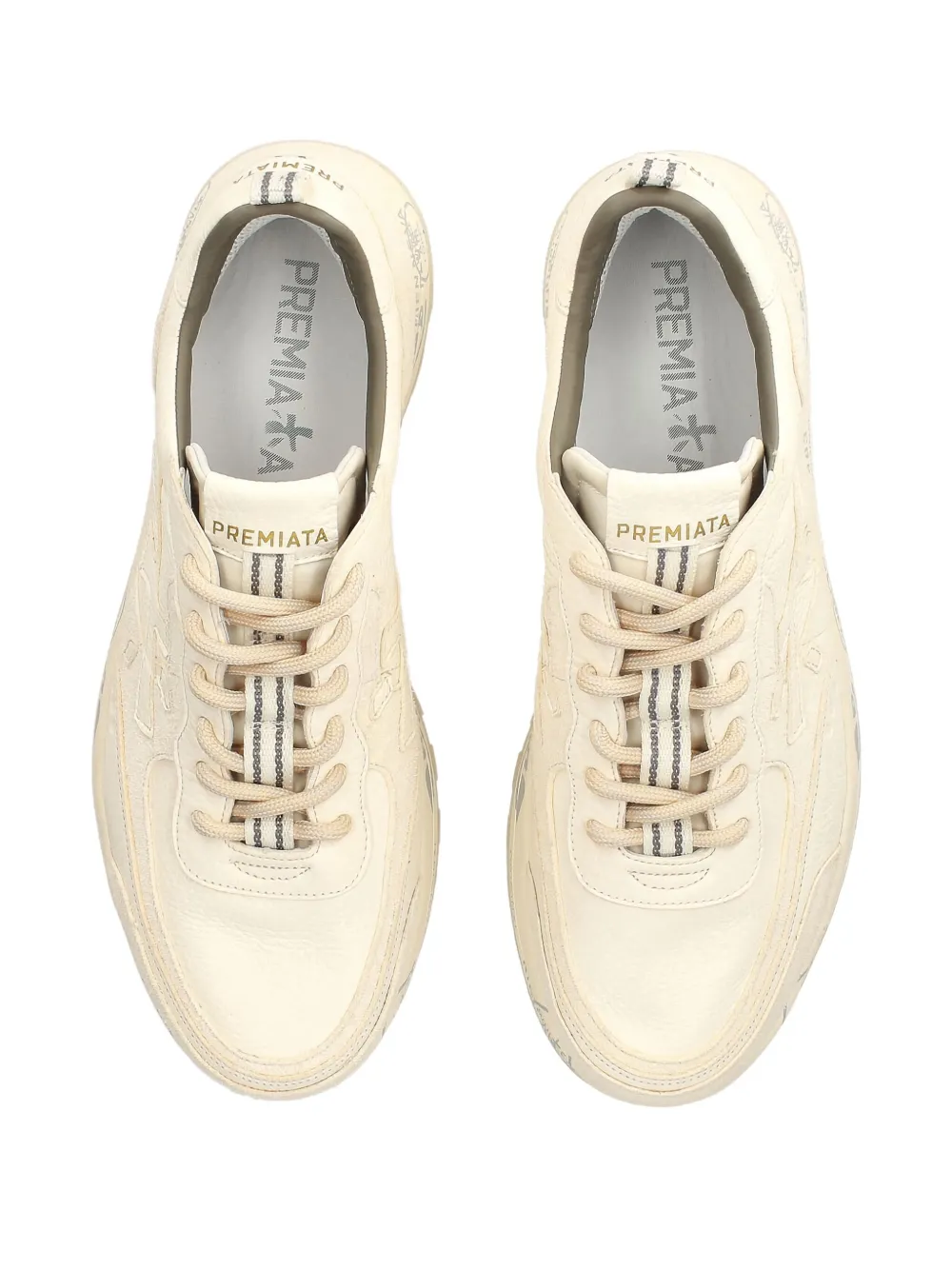 Premiata Nous 7733 logo-stamped leather sneakers Neutrals