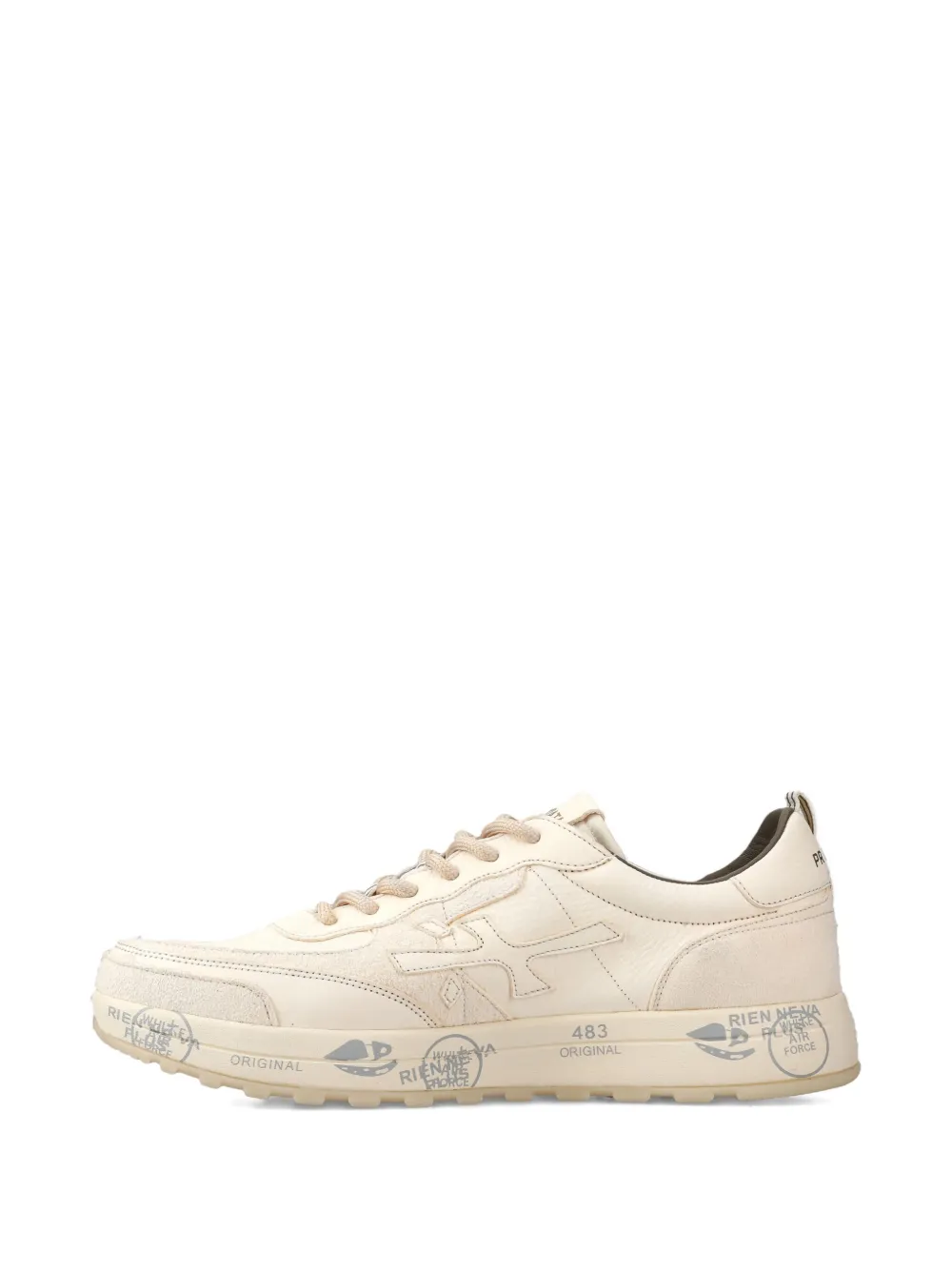Premiata Nous 7733 logo-stamped leather sneakers Neutrals