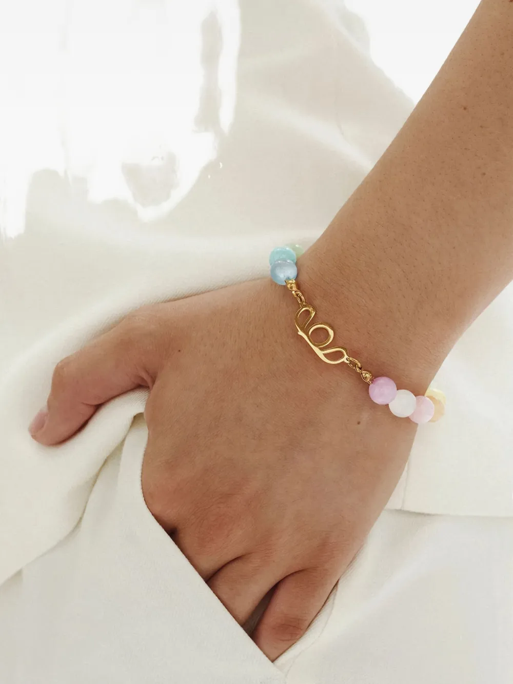 Labelled Jewellery Selene Beaded Bracelet In Brown