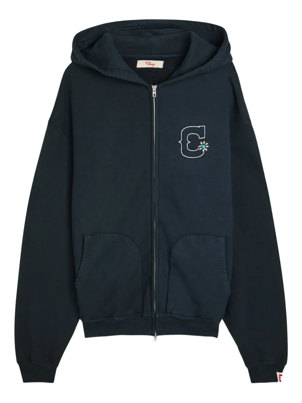 Cherry LA logo-embroidered zip-up hoodie - Blau