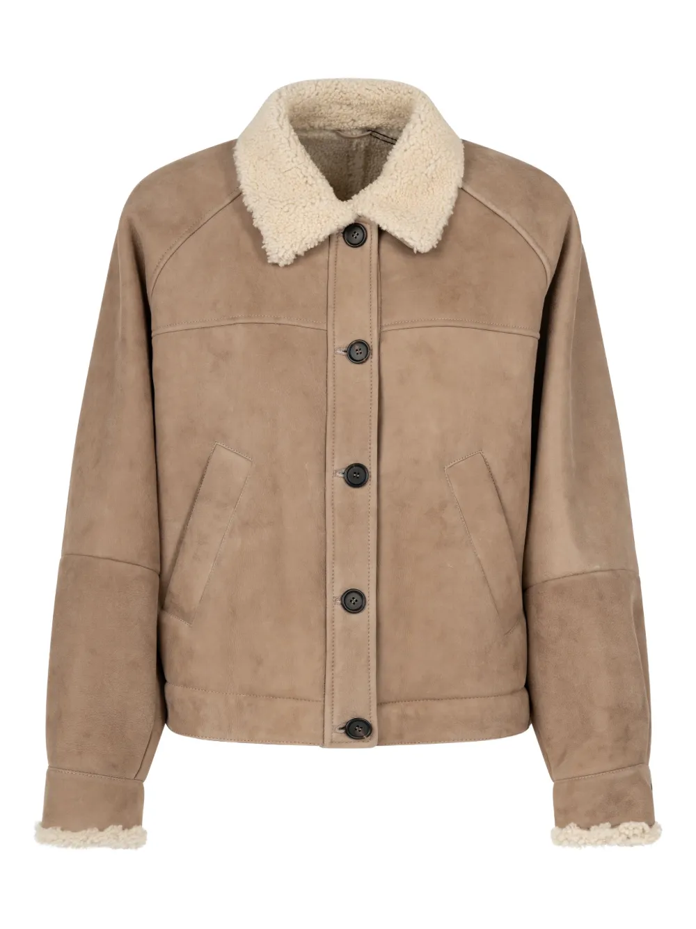 Brunello Cucinelli shearling-collar jacket | Neutrals | Image 1