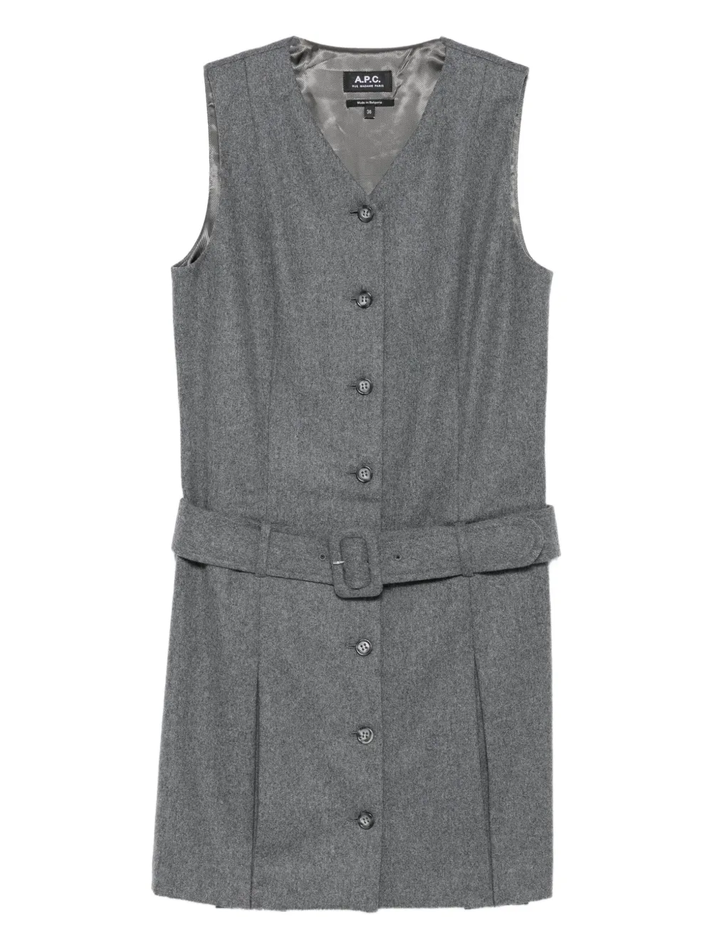 A.P.C. vestido con cinturón y botones | gris | Image 1