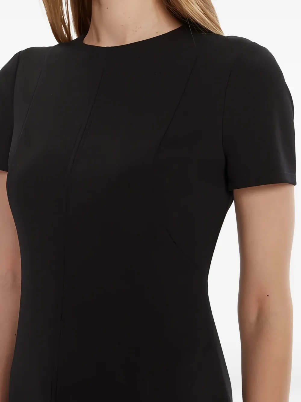 Calvin Klein Short-sleeve Panelled Mini Dress In Black