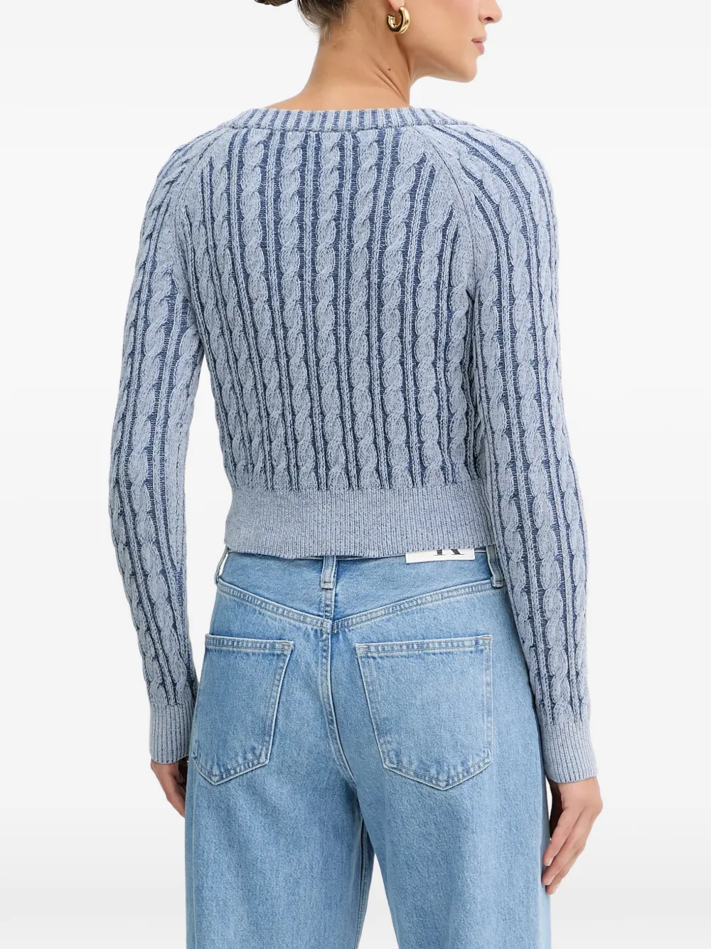 Guess Usa Button-up Cable-knit Cardigan In Blue