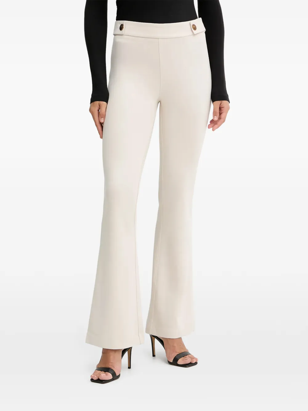 Guess Usa Button Flared Trousers In Neutral