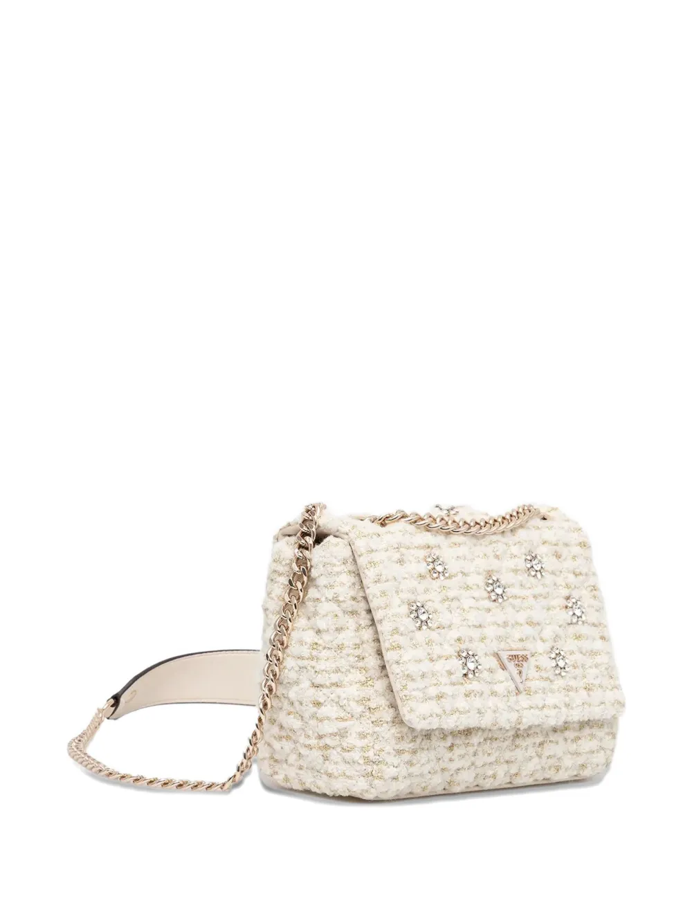 Guess Usa Mini Everlee Flower-appliqué Crossbody Bag In Neutral