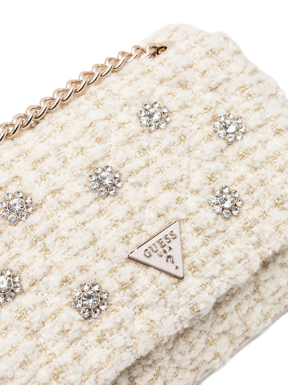 Guess Usa Mini Everlee Flower-appliqué Crossbody Bag In Neutral