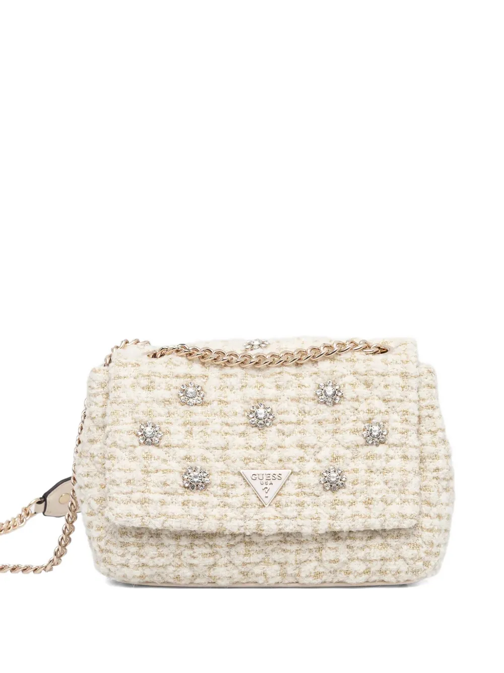Guess Usa Mini Everlee Flower-appliqué Crossbody Bag In Neutral