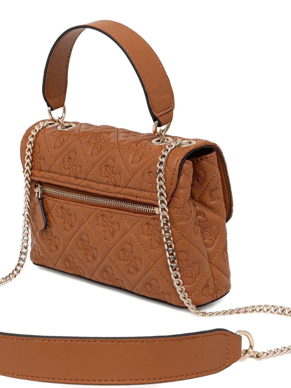 Guess Usa Adelasia Logo 4g Embossed Shoulder Bag In Brown