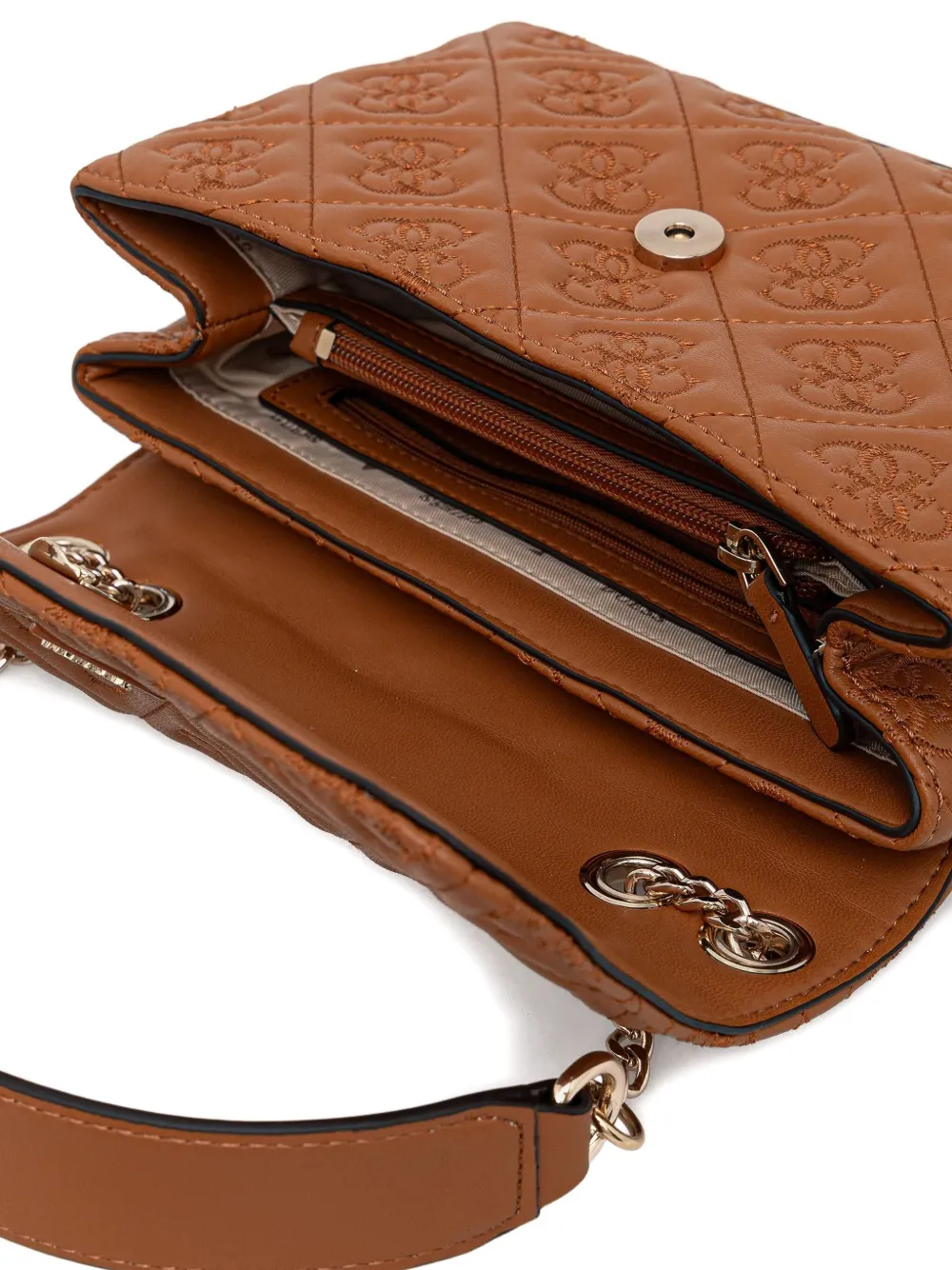 Guess Usa Adelasia Logo 4g Embossed Shoulder Bag In Brown