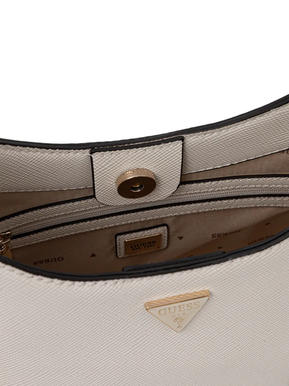 Guess Usa Logo-plaque Satchel Bag In Neutral