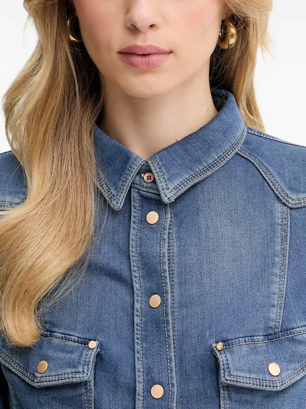 Guess Usa Long-sleeve Denim Shirt In Blue