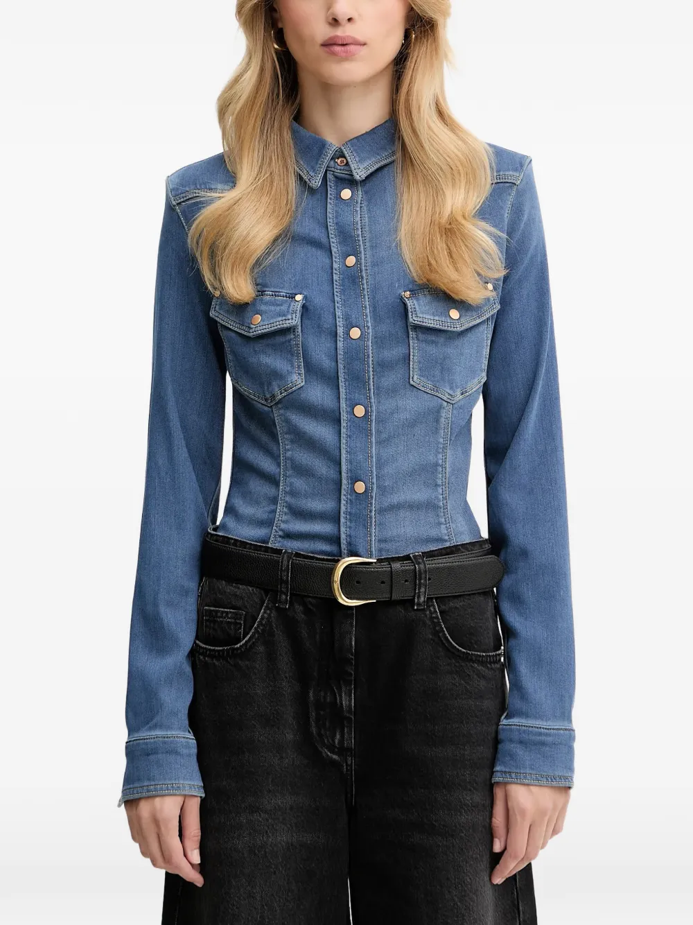Guess Usa Long-sleeve Denim Shirt In Blue