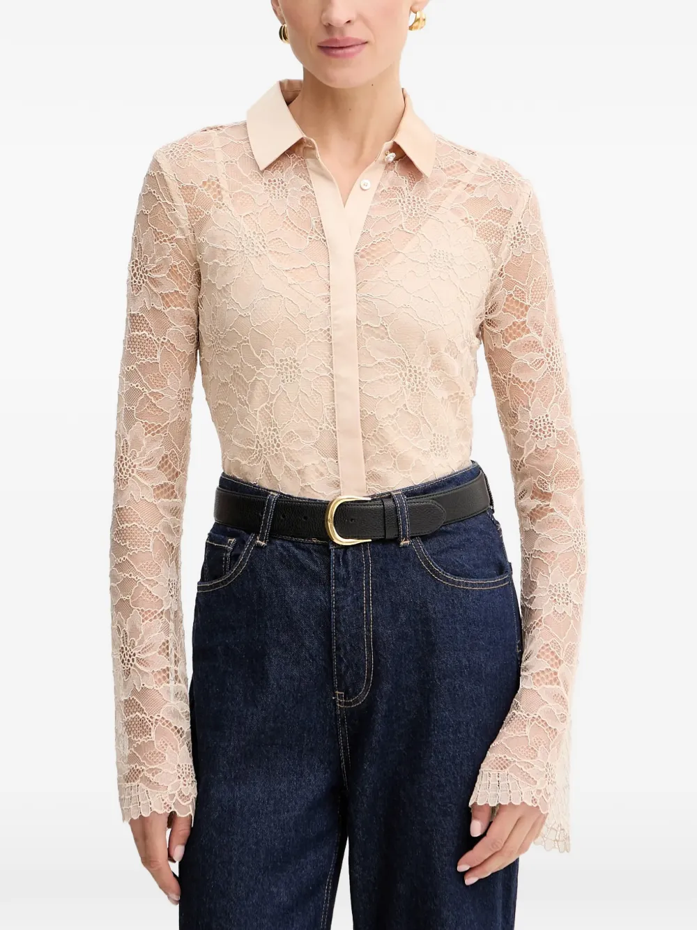 GUESS USA lace long-sleeve blouse - Toni neutri