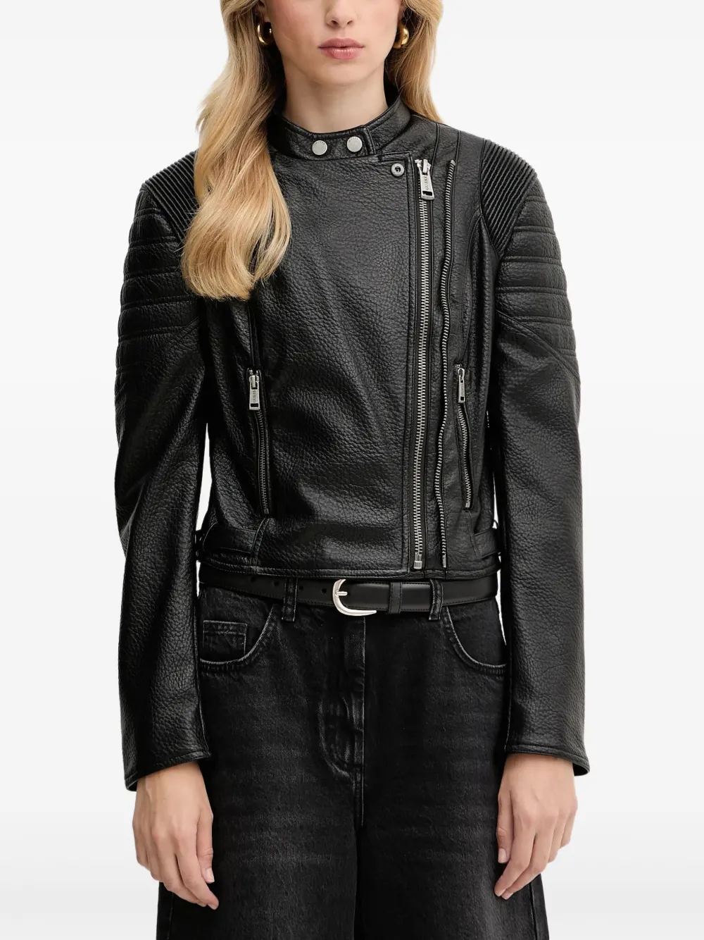 GUESS USA chamarra de canalé con cierre | negro | Image 1