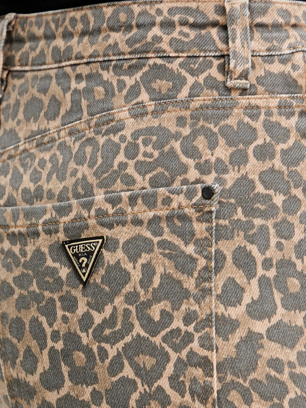 Guess Usa Leopard-print Jeans In Neutral