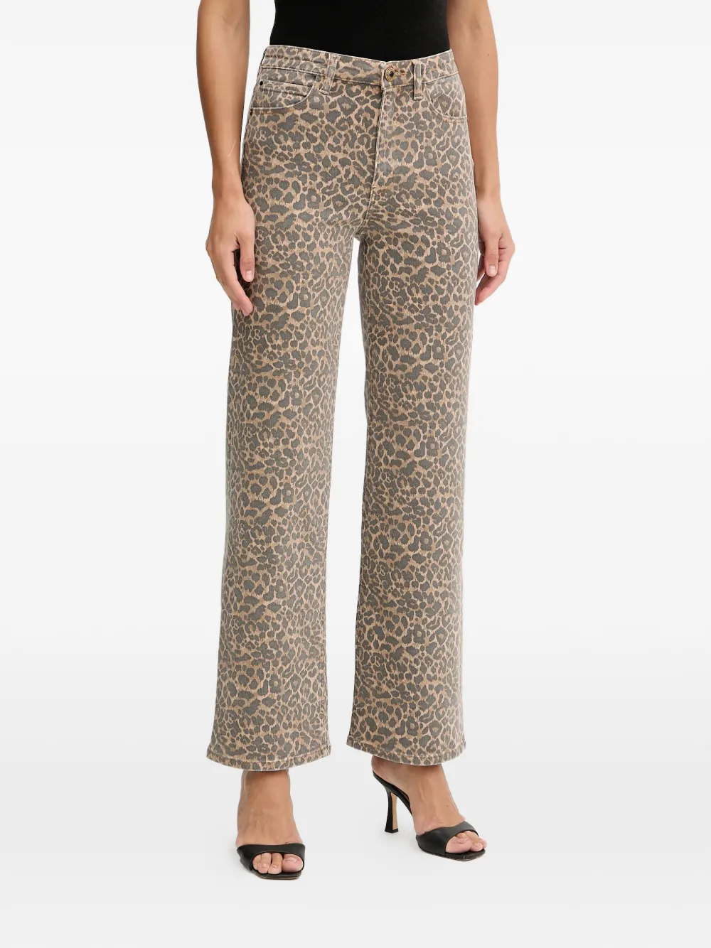 Guess Usa Leopard-print Jeans In Neutral