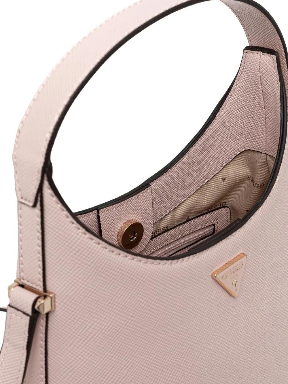Guess Usa Mini Rosalba Triangle-logo Satchel In Pink