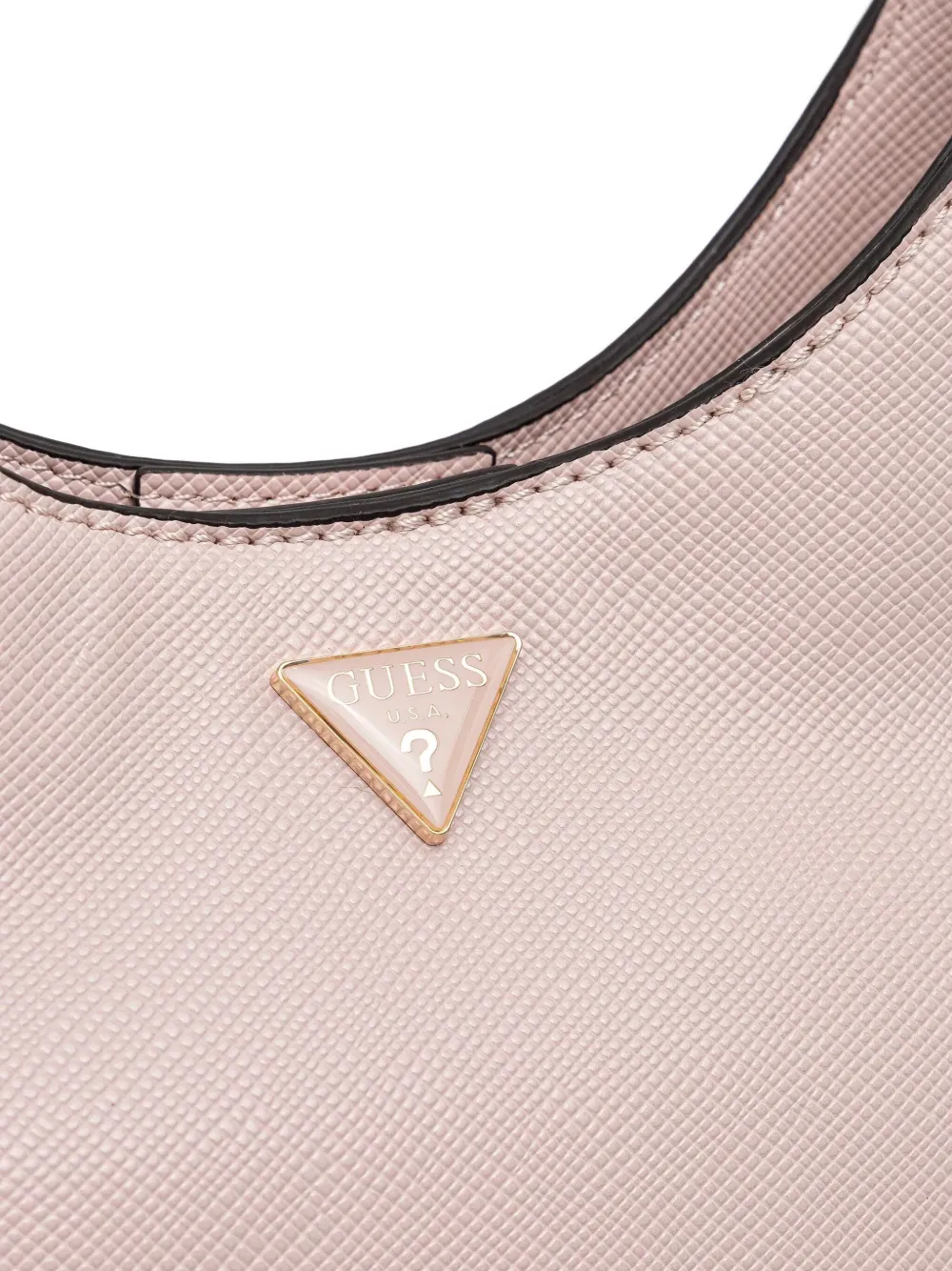 Guess Usa Mini Rosalba Triangle-logo Satchel In Pink