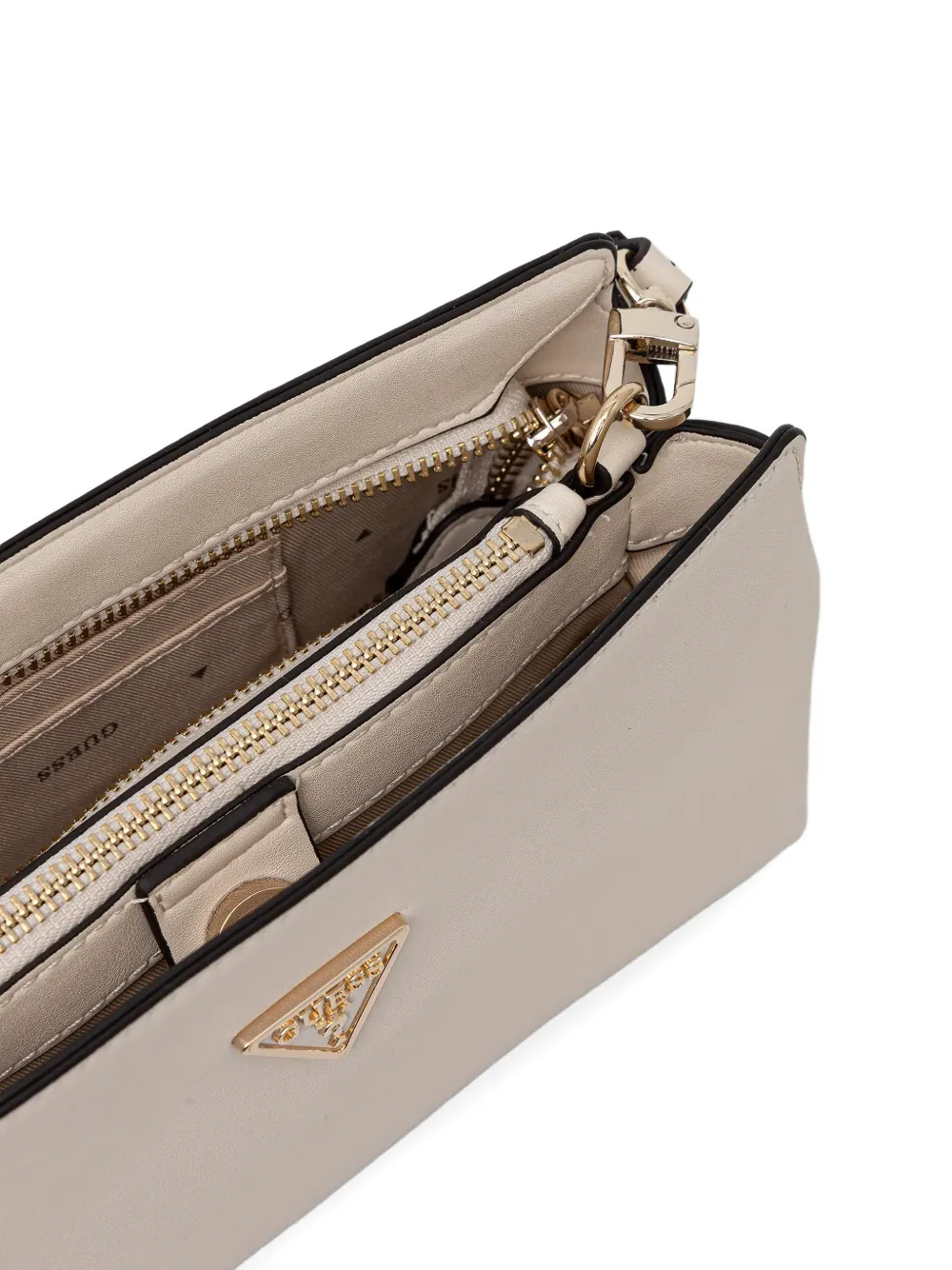 Guess Usa Logo-plaque Satchel Bag In Neutral