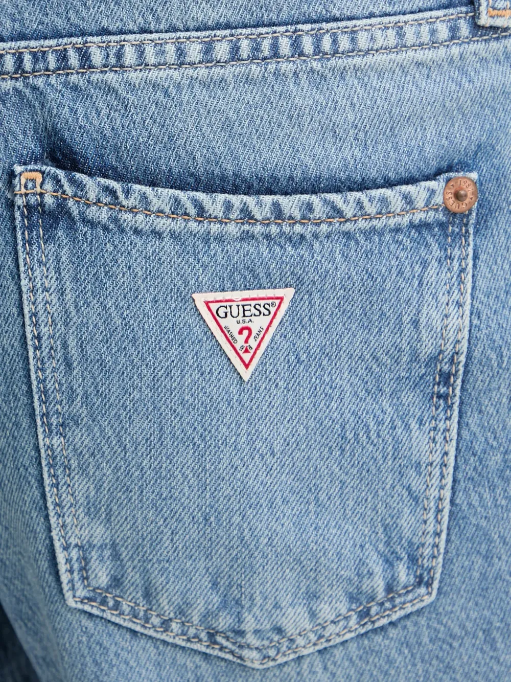 Guess Usa Triangle-logo Jeans In Blue