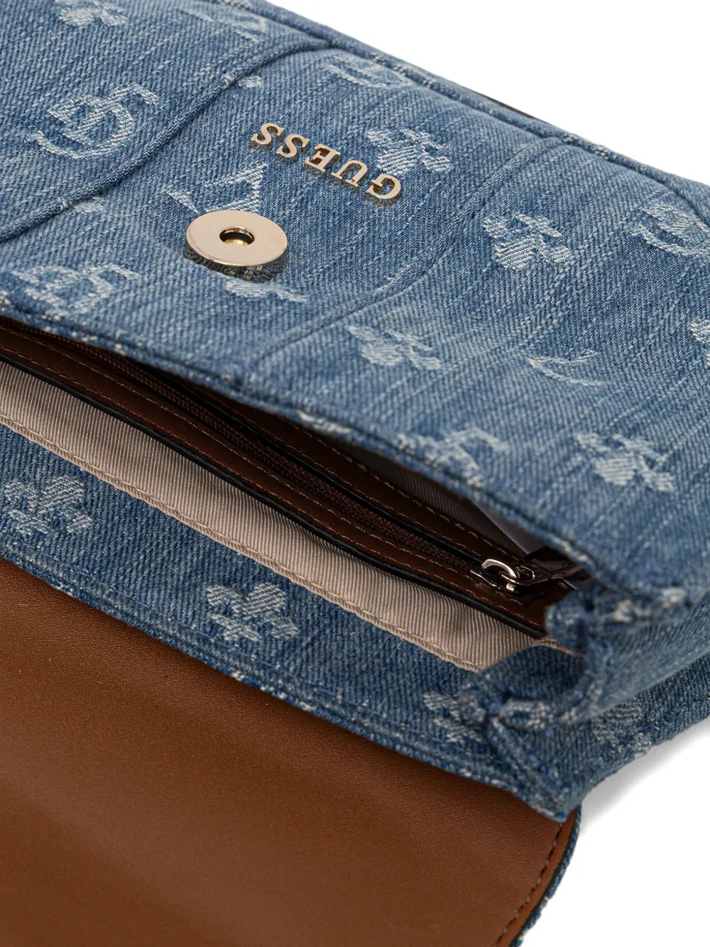 Guess Usa Logo-plaque Chain Satchel Bag In Multi