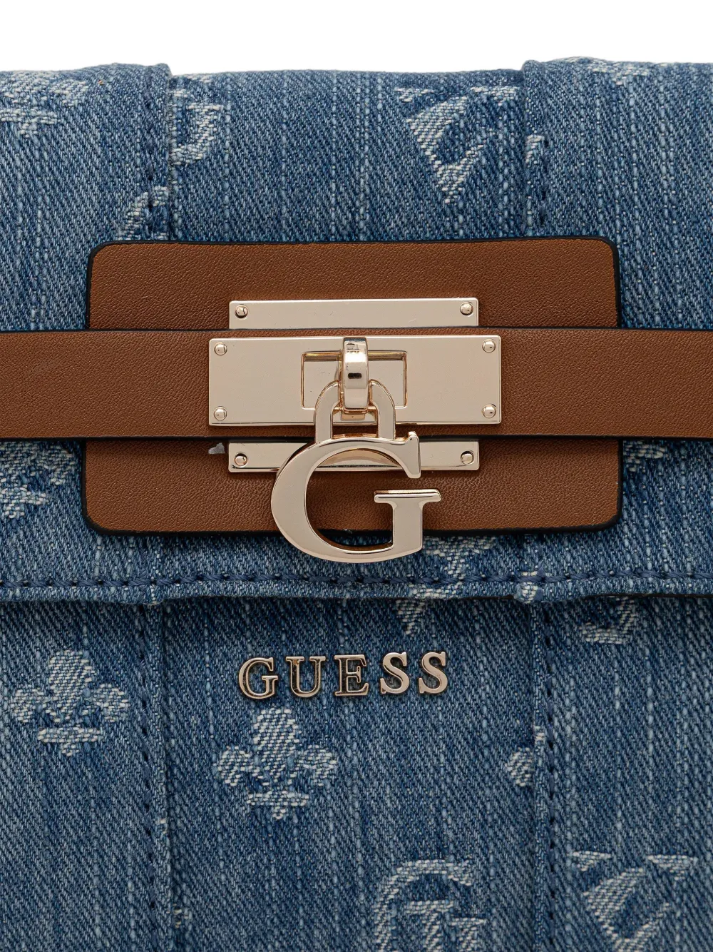 Guess Usa Logo-plaque Chain Satchel Bag In Multi