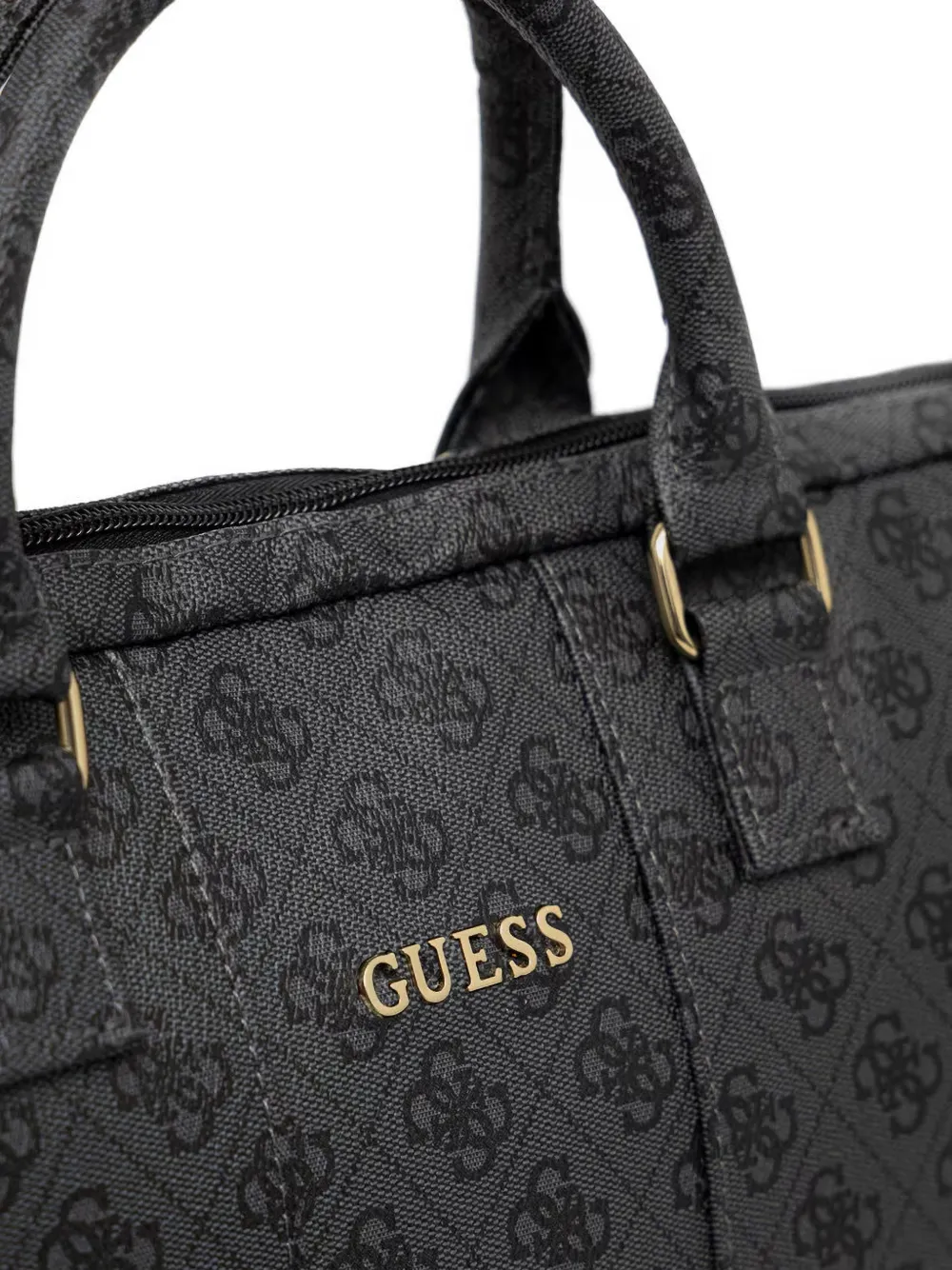 GUESS USA Laptoptas met monogram handgreep Grijs