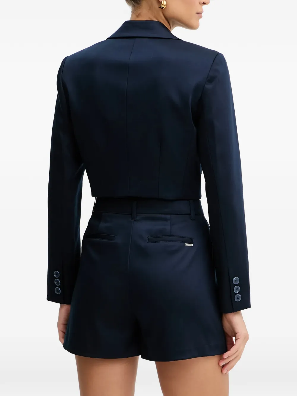 Guess Usa Single-breasted Cropped Blazer In Blue