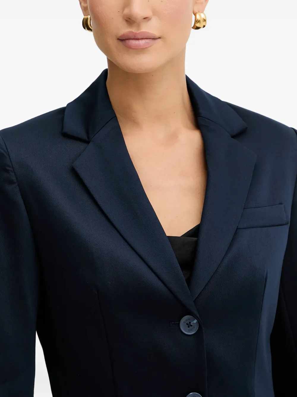 Guess Usa Single-breasted Cropped Blazer In Blue