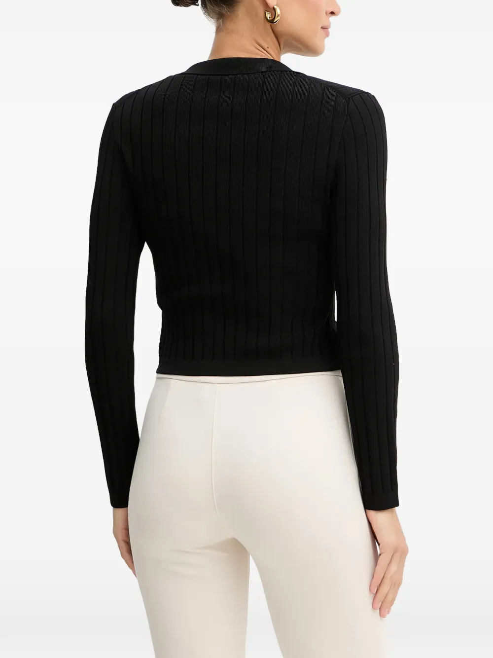 Guess Usa Felicity Ribbed Button Cardigan In Black