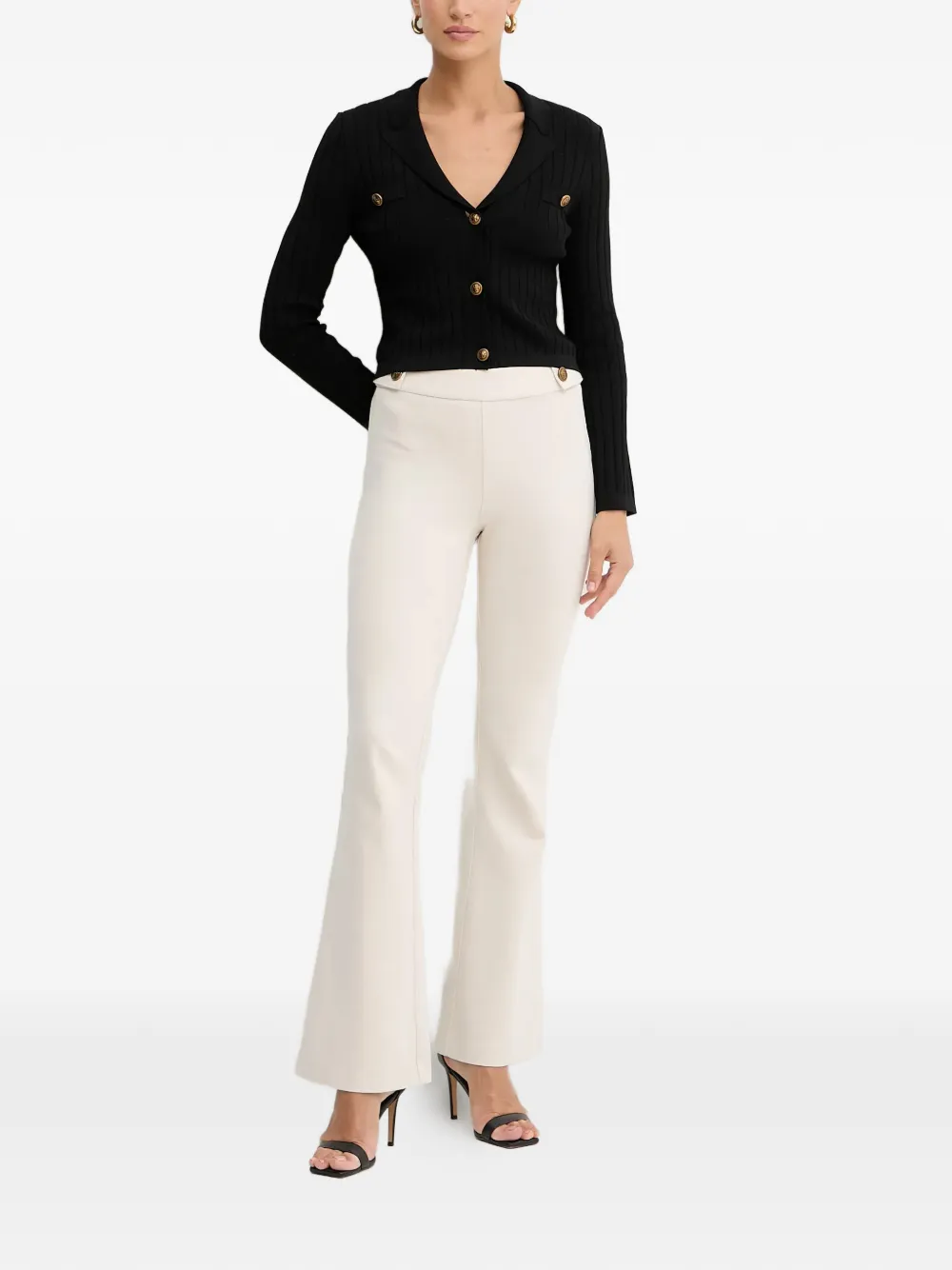 Guess Usa Felicity Ribbed Button Cardigan In Black