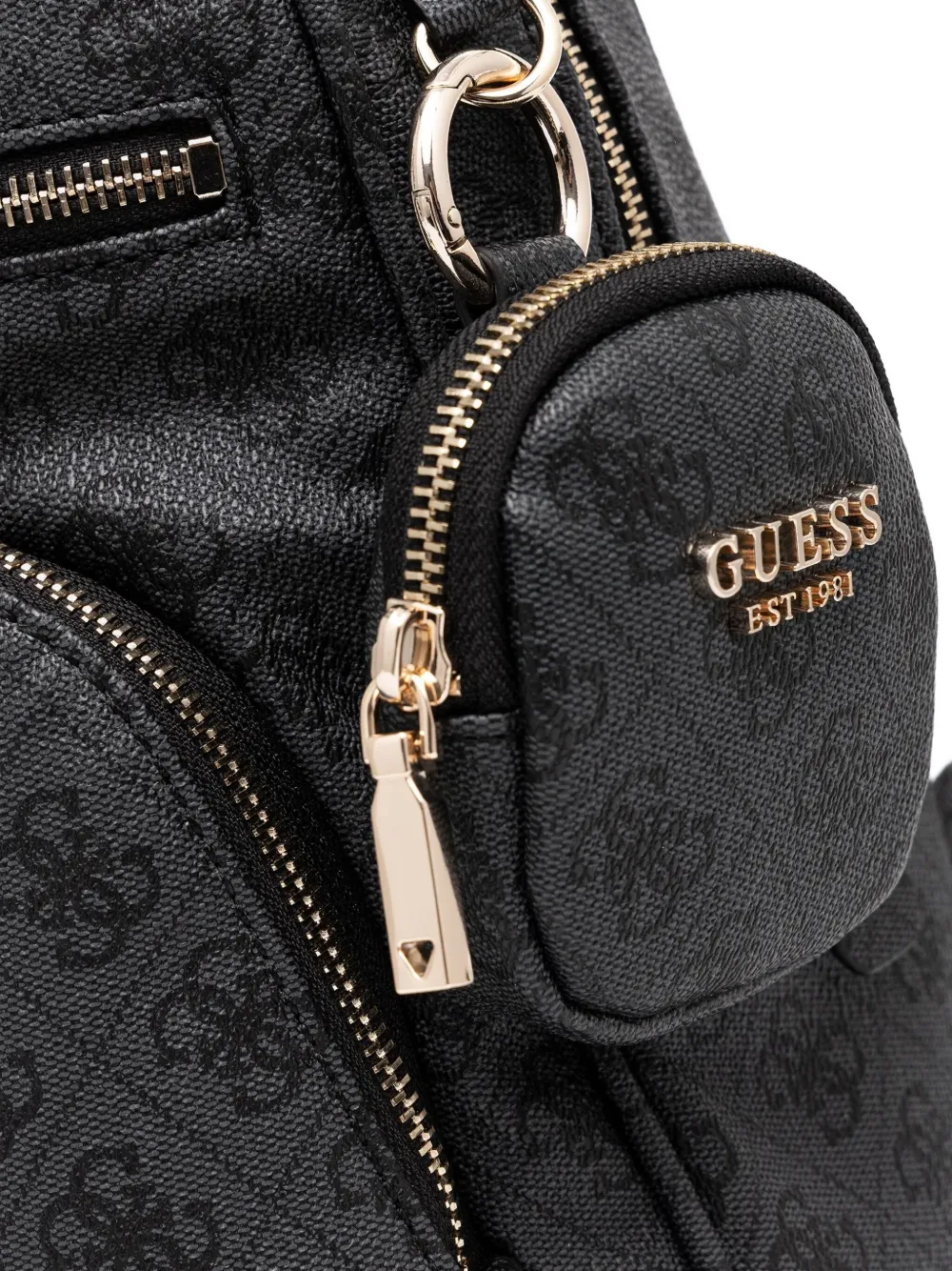 Guess Usa Monogram-pattern Zip-pocket Backpack In Black