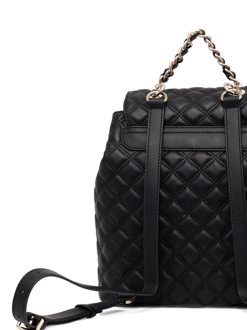 Guess Usa Quilted-effect Chain-detail Backpack In Black
