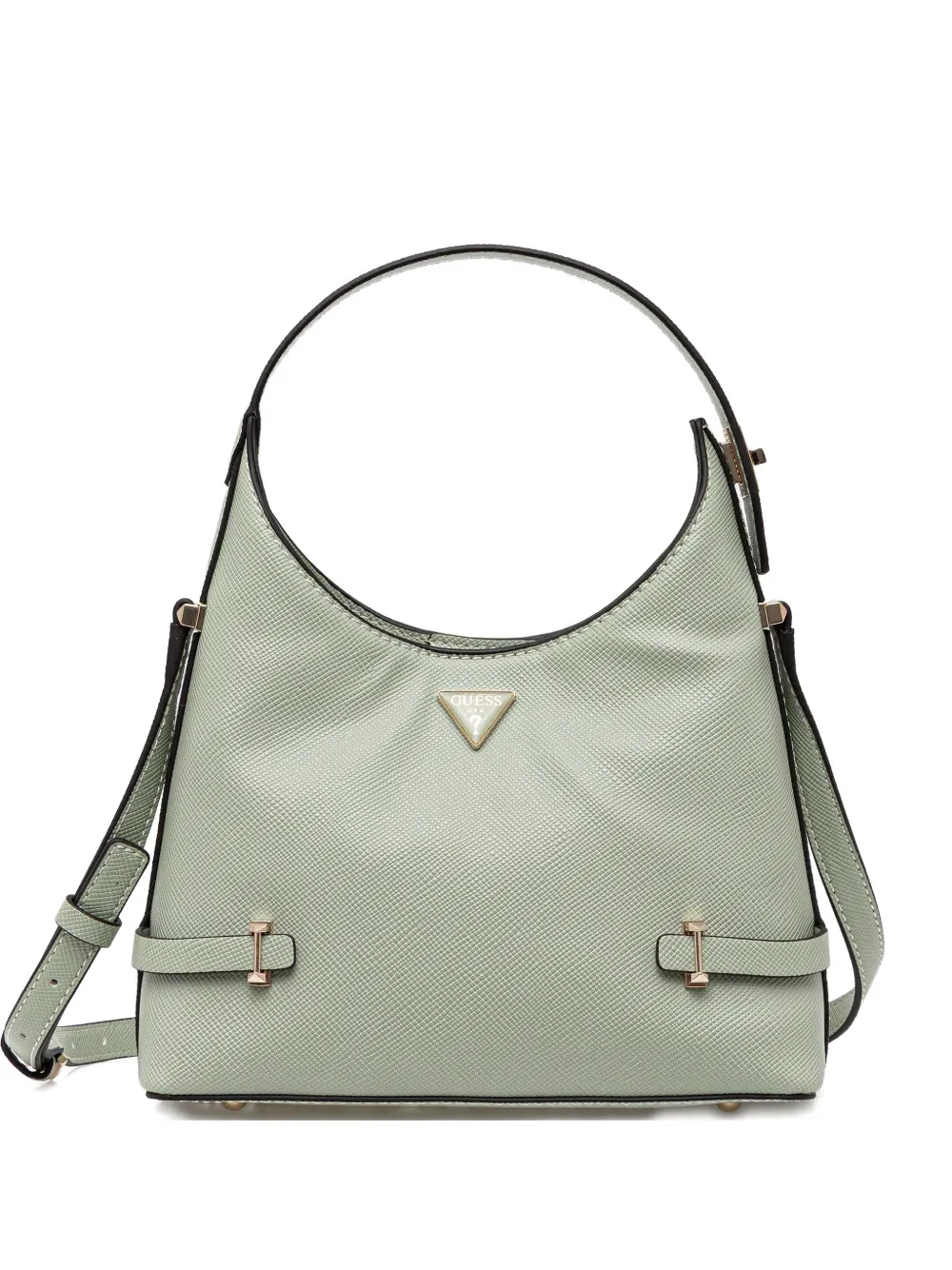 Guess Usa Mini Rosalba Triangle-logo Tote Bag In Green