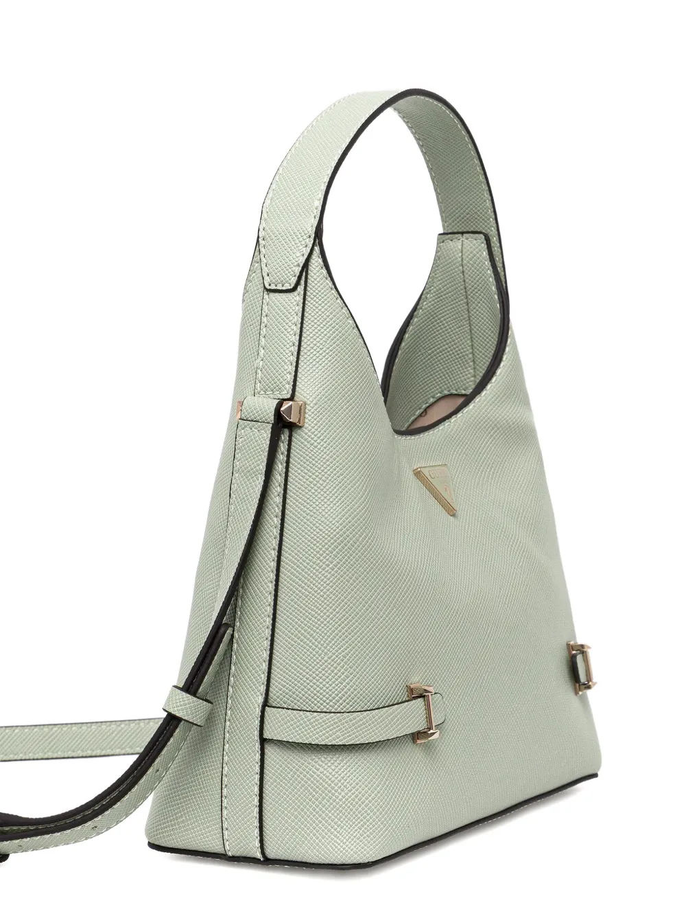 Guess Usa Mini Rosalba Triangle-logo Tote Bag In Green