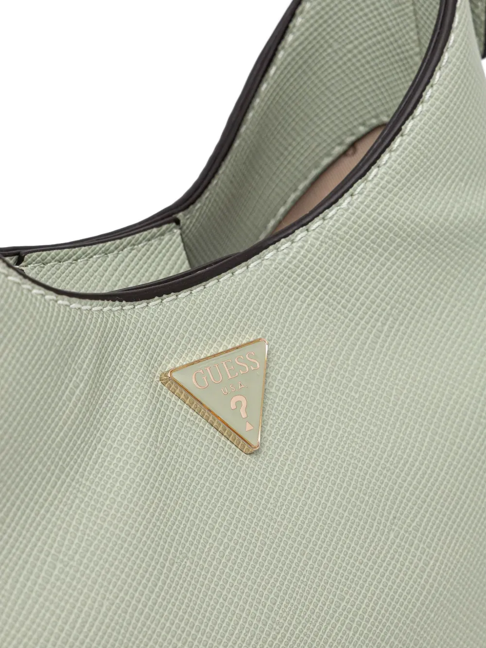 Guess Usa Mini Rosalba Triangle-logo Tote Bag In Green