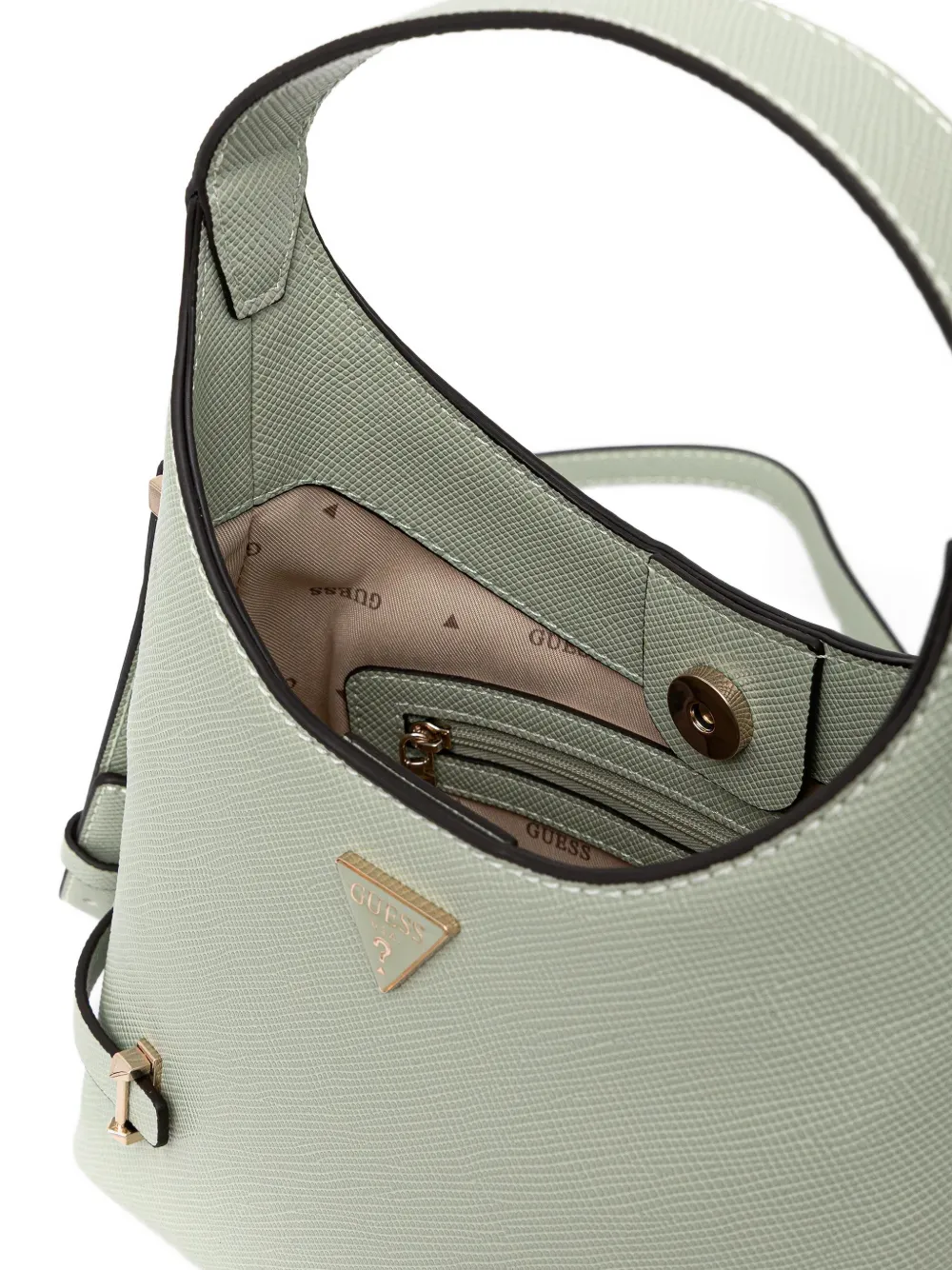 Guess Usa Mini Rosalba Triangle-logo Tote Bag In Green