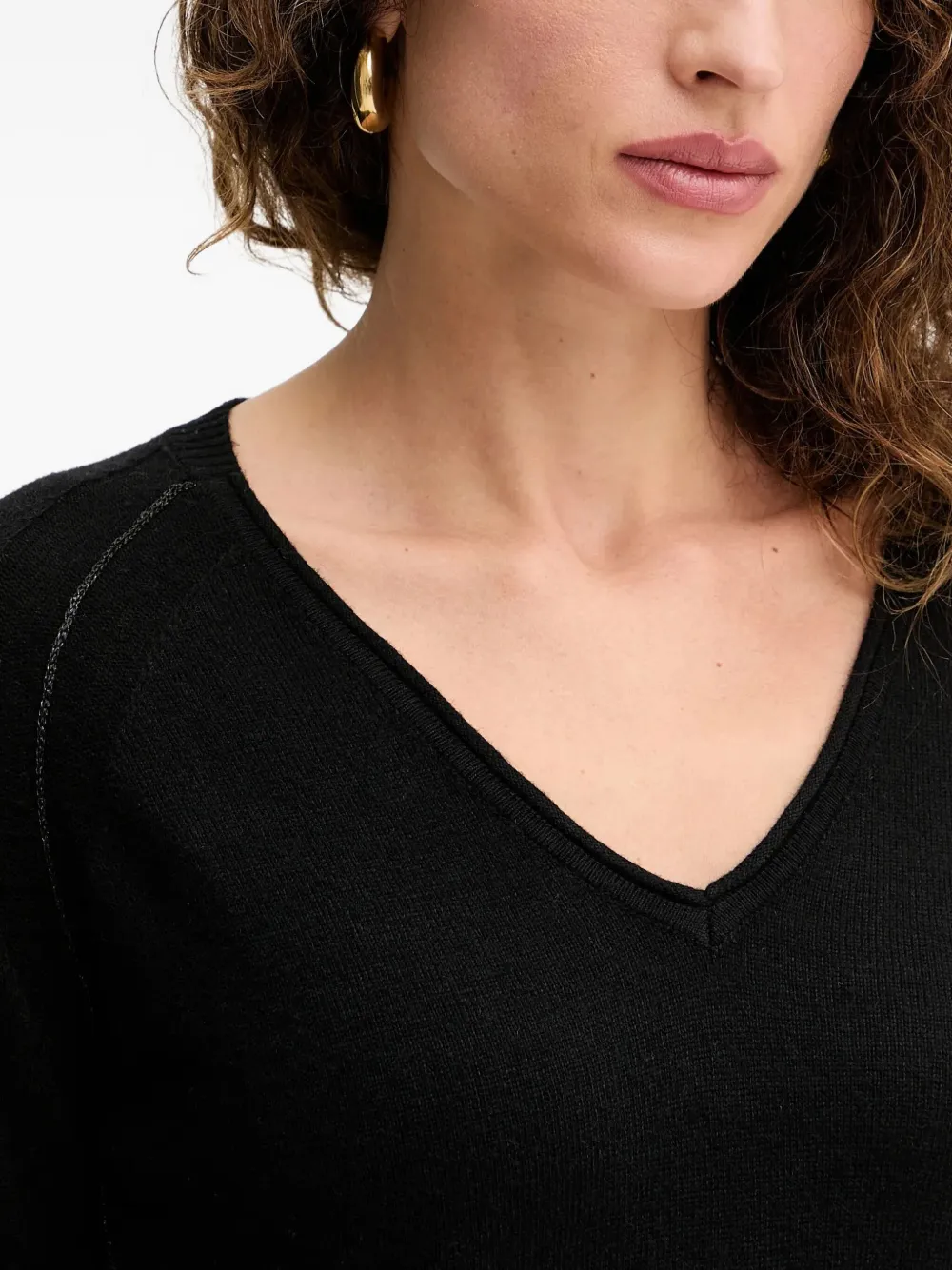 Silvian Heach Trui met V-hals en logo Zwart