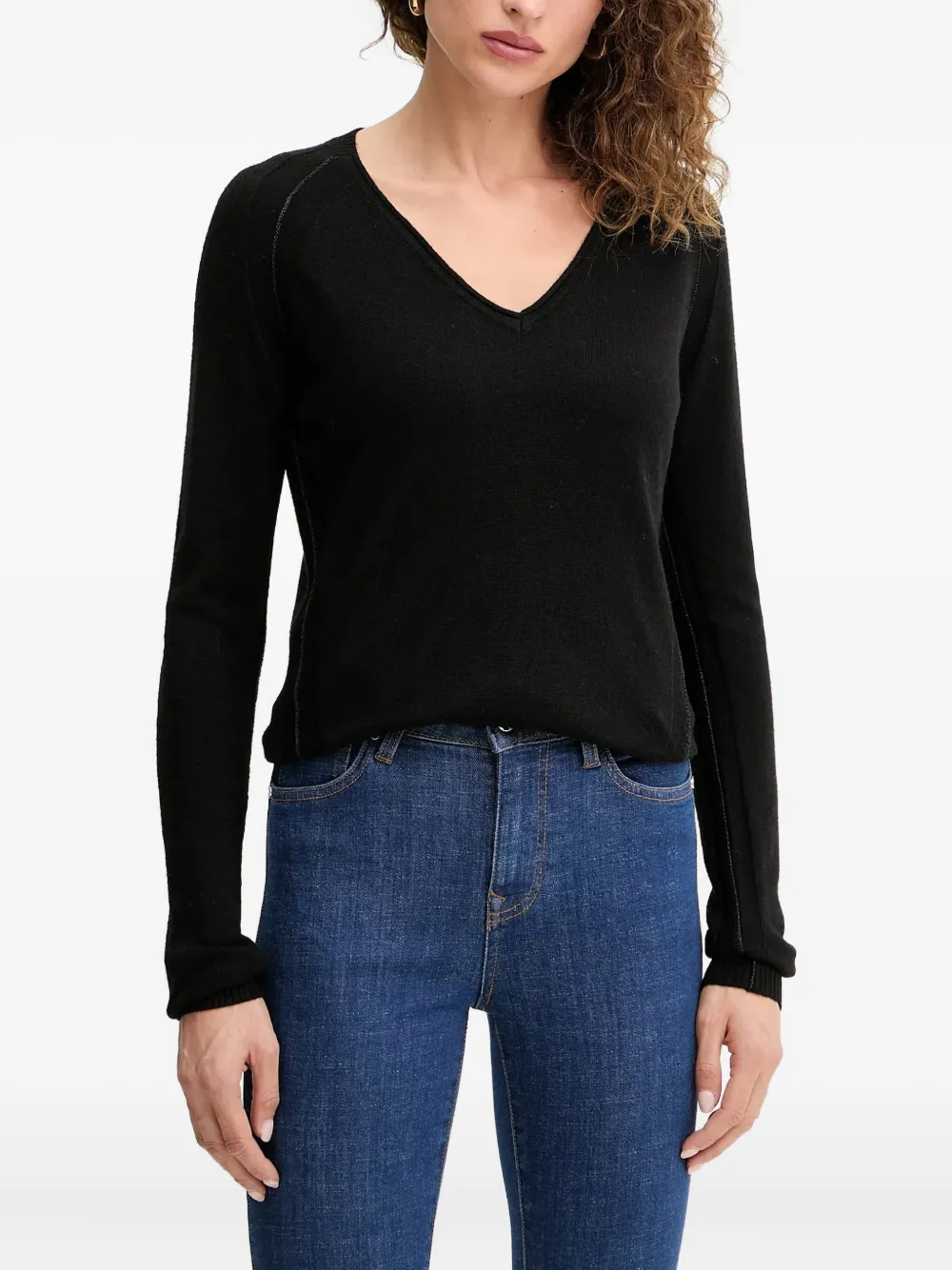 Silvian Heach V-neck logo sweater - Nero