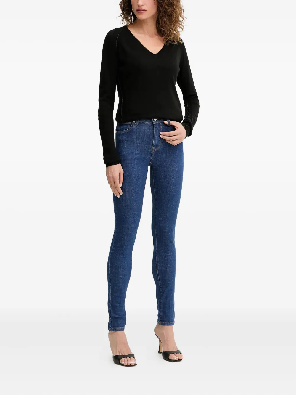 Silvian Heach Trui met V-hals en logo Zwart